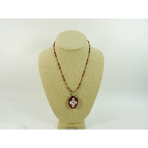 Tibetan Cross Stone Necklace Statement Choker Magnetic Clasp 16in - Picture 2 of 10